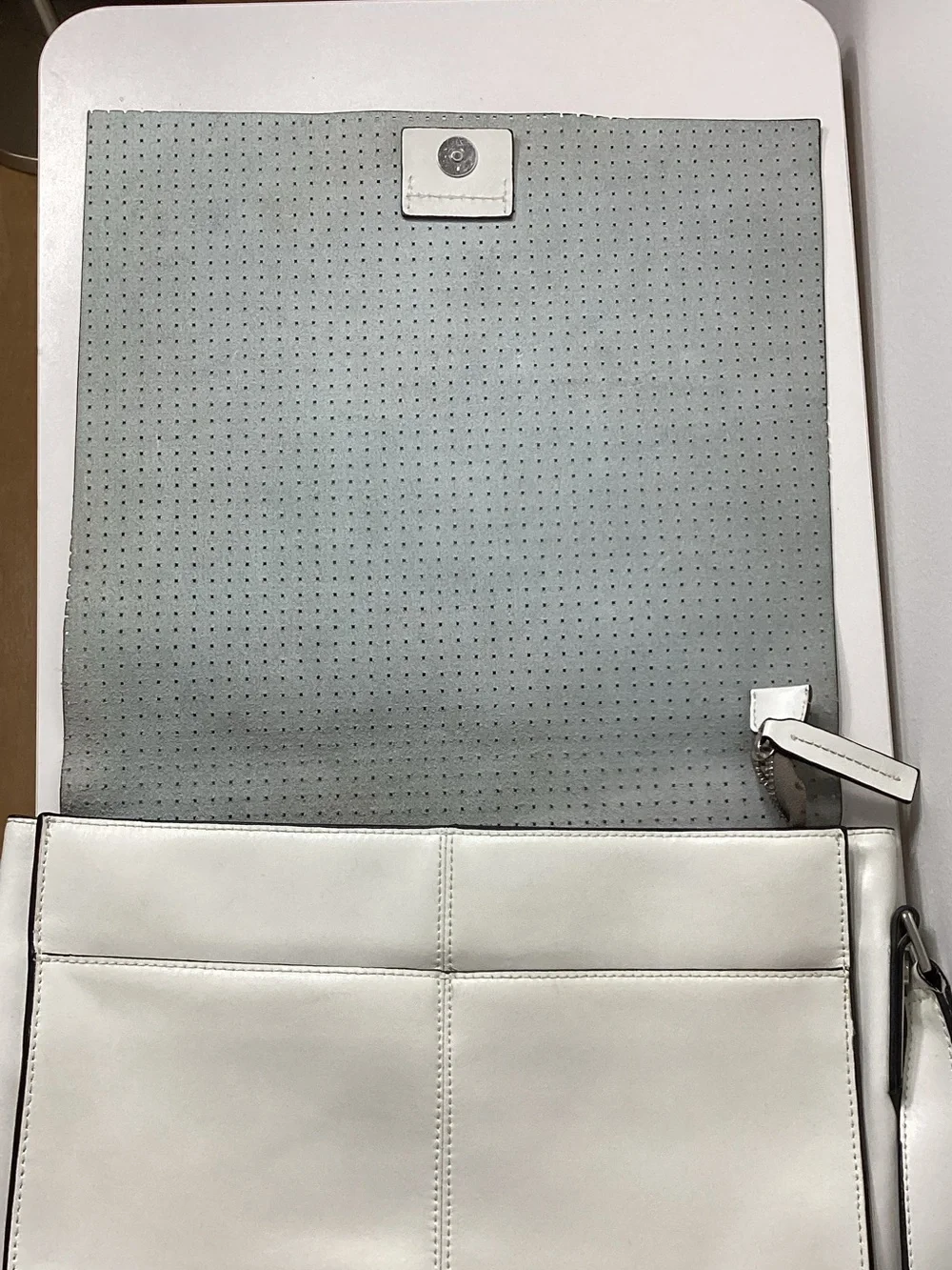 BCBGMaxAzria  VINTAGE White Perforated Leather Crossbody Shoulder Bag